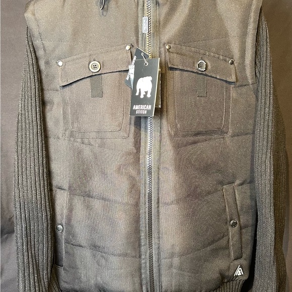 AMERICAN STITCH Jacket with Hoodie and Knit Sleeves. - Picture 1 of 11